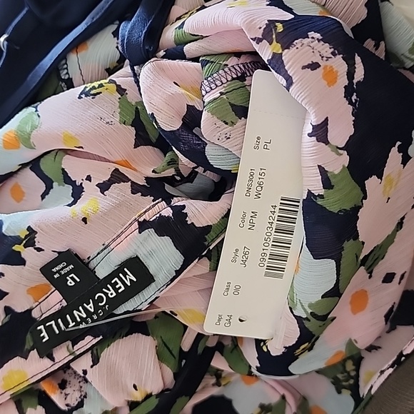 New J Crew Mercantile Long Sleeve Navy & Blush Pink Floral Dress, NWT LP - Picture 9 of 11